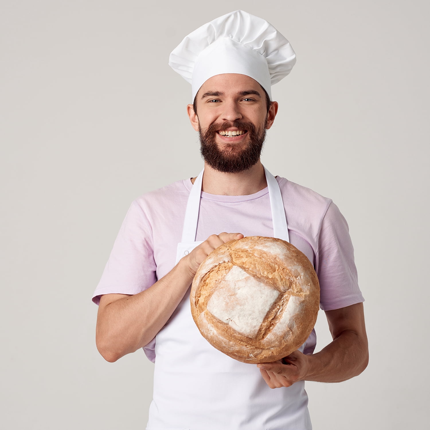 Arkwright Bib Aprons (Bulk Pack of 12), For Cooking, Adjustable Ties, Knee-Length, Spun Polyester, White