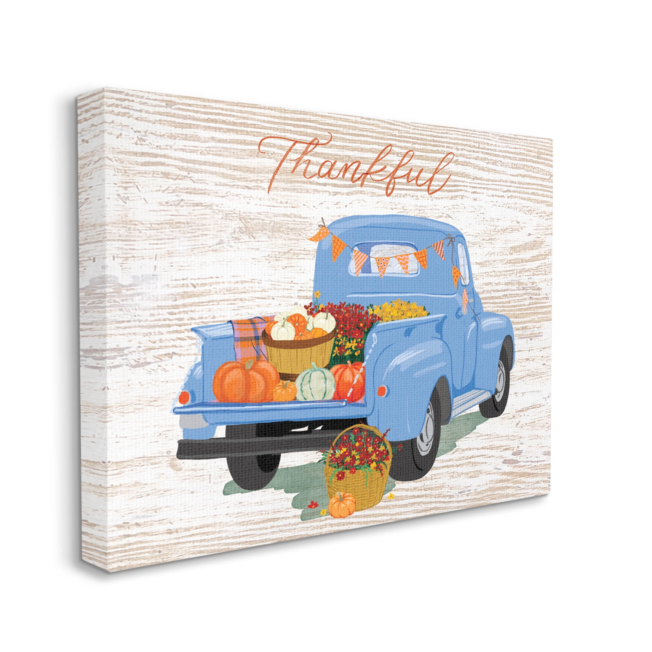 Thankful Farmhouse Harvest Truckload Holiday Graphic Art Gallery Wrapped Canvas Print Wall Art