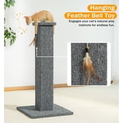 Made4Pets Cat Scratching Post, 32 Inch Carpet Covered Cat Scratcher with Kitten Toy, Tall Scratching Post for Indoor Cats Adults and Kittens, Grey