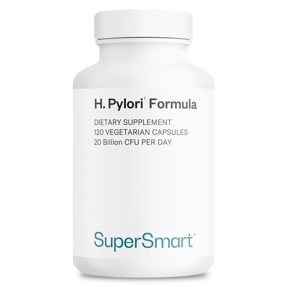 SuperSmart H. Pylori Formula 20 Billion CFU per Day - Natural Probiotic Lactobacillus Reuteri DSM 17648 Supplement | Non-GMO & Gluten Free - 120 Vegetarian Capsules