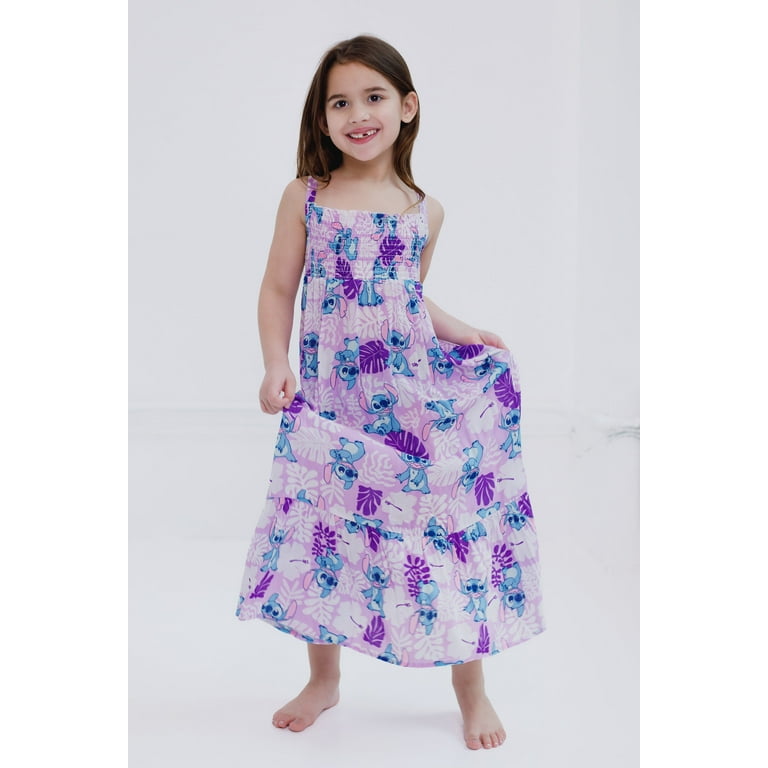 Disney Smocked Maxi Dress for Little Girls with Ruffle Hem Stitch