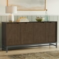 thumbnail image 6 of Simpli Home Banting 72 inch Wide Solid Wood Modern Industrial 4 Door Sideboard Buffet in Walnut Brown, 6 of 14