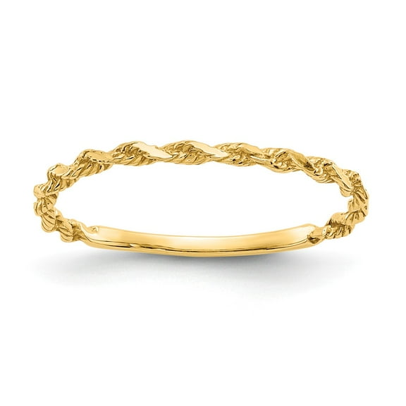 Real 14kt Yellow Gold Diamond-cut Textured Rope Band Ring Size: 6; for Adults and Teens; for Women and Men