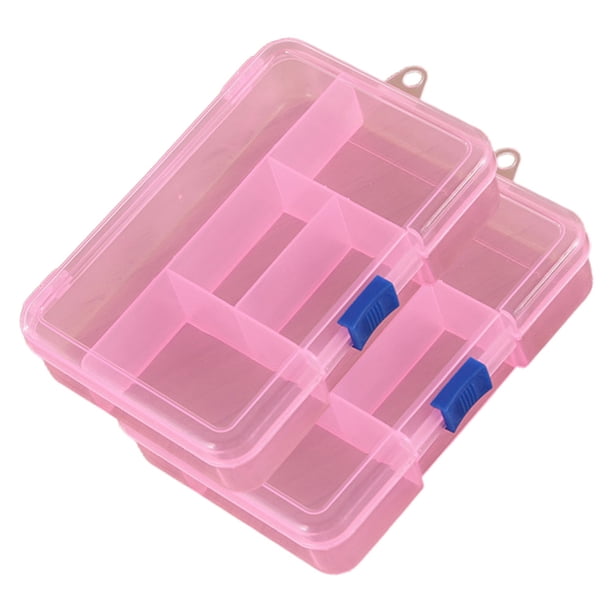 Caja de almacenamiento de plástico transparente de 5 celdas con botón deslizante, elemento de caja de almacenamiento de joyas, papelería MFZFUKR BST3013569-4