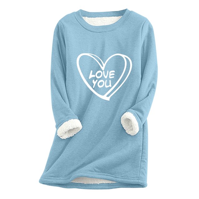 Birdeem Womens Fall/Winter Oversized Valentines Day Printed Top with Thickened and Plush Insulation and A Snug Base Shirt