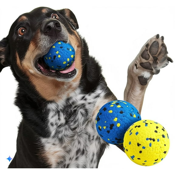 Scmkd 2 Pack Dog Toy Balls Upgraded Indestructible Dog Tennis Ball Aggressive Chewers Dog Toys for Medium Large Dogs Interactive Durable Bouncy Dog Chew Balls Water Toy Fetch Balls Rottweiler