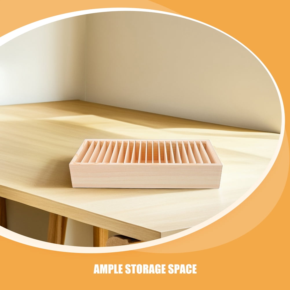 Worgeous 2pcs Wooden Index Card Box Multi-Compartment Greeting Cards Box Detachable Wood Jewelry Organizer For Office Business Cards Desktop Storage