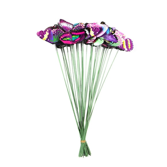 Fiudx Estacas Decorativas de Mariposas para Jardín, de Pvc, para Interior y Exterior, Multiusos para El Hogar, Bodas, Fiestas y Navidad. Fáciles de Instalar, 50 Unidades, 25 Cm.