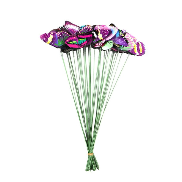Fiudx Estacas Decorativas de Mariposas para Jardín, de Pvc, para Interior y Exterior, Multiusos para El Hogar, Bodas, Fiestas y Navidad. Fáciles de Instalar, 50 Unidades, 25 Cm.