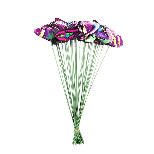 Fiudx Estacas Decorativas para Jardín, Diseño de Mariposa, de Pvc, para Uso Interior y Exterior, Multiusos para Decoración de Jardín, para Bodas, 15 Cm de Ancho, 25 Cm de Largo, Juego de 50 Piezas