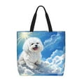 thumbnail image 1 of Disketp Cute Cloud Bichon Frise Bolsa Tote de Lona para Mujer, Bolso de Hombro y Cruzado con Cierre de Cremallera, 1 of 7