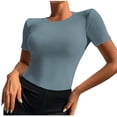 thumbnail image 1 of Blusa superior sexy de manga corta sólida con cuello redondo de verano para mujer con estilo OAVQHLG3B Store lin121212, 1 of 5
