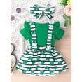 thumbnail image 4 of Arvbitana Baby Girls Ireland Festivals 3Pcs Outfits Short Sleeve Romper + Clover Patch Striped Suspender Skirt + Headband Sets Newborn Infant Cute Clothes 0-18 Months, 4 of 10