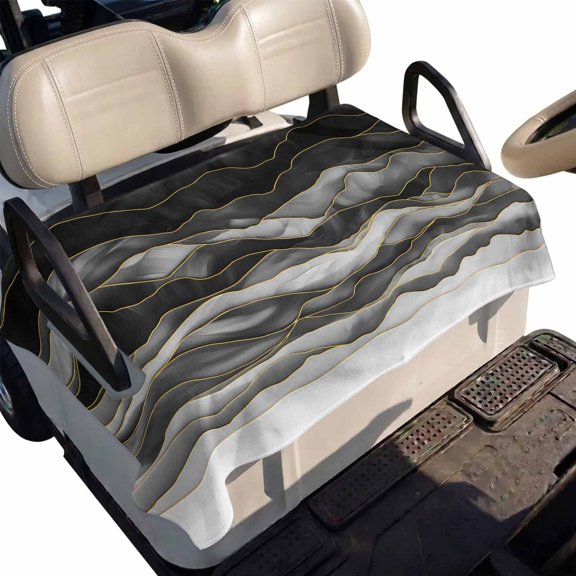 Golf Cart Seat Cover Abstract Beach Wace Club Car Golf Cart Seat Covers Soft Absorbent Golfcart Towel Blanket Geometric Black Golf Seat Covers for Cart Decor Fits 2 & 4 Passenger 51"x31"