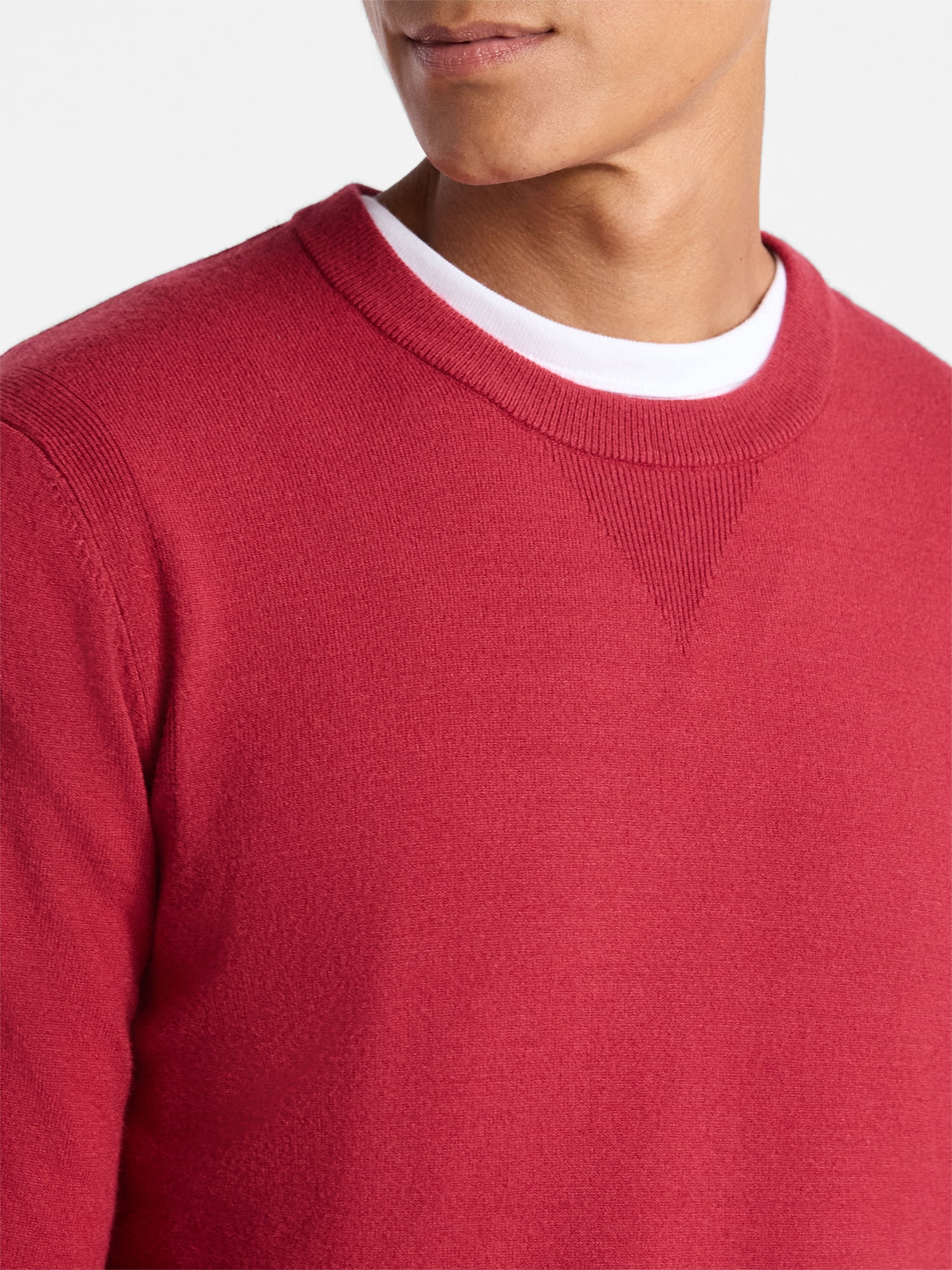 Free Assembly Men's Cozy Yarn Everyday Crewneck Sweater with Long Sleeves, Size XS-3XL