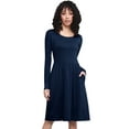 thumbnail image 2 of Made by Johnny Women's Comfy Casual Long Sleeve Flowy Dresses Loose Plain Dress with Pockets XXXL NAVY, 2 of 6