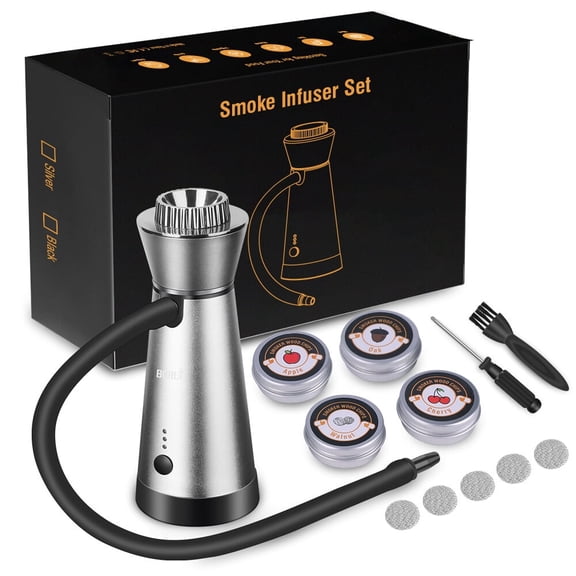 Portable Handheld Smoking Gun Smoker Infuser for BBQ Cocktail Drink Food Silver
