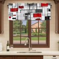 thumbnail image 6 of Red Grey Geometric Curtain Valances for Windows, Kitchen Valance Window Treatments Panel 2 Pack, Abstract Art Modern Irregular Rod Pocket Short Curtains for Bathroom Bedroom 42 x 12 Inch, 6 of 8