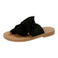 thumbnail image 3 of IUJSOY Flip Flops for Women Tie up Bow Slip on Slide Sandals Fashion Summer Beach Shoes Flats, 3 of 9