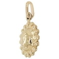 thumbnail image 2 of 14k Yellow Gold, Small Smiling Sun Pendant Hollow Puff Charm 14mm with 18" Dainty Neck Chain, 2 of 4