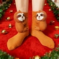 thumbnail image 3 of Animal Socks, 3D Knit Sloth Socks for Women, Cute Plush Animals Fuzzy Hugging Design Sock, Warm Cozy Christmas Gifts (Sloth - Yellow, 3 Pair), 3 of 6