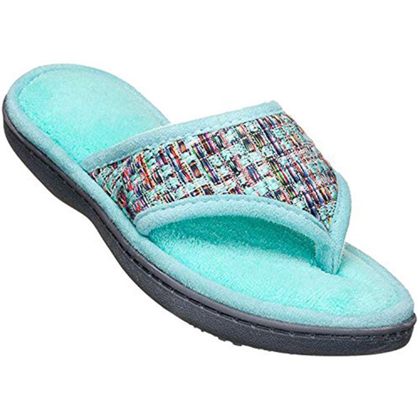 Isotoner ISOTONER Womens Novelty Tweed Nikki Thong Spring Green Small