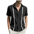 thumbnail image 2 of pstuiky camisetas de hombre, Camisa informal de manga corta con botones y cuello redondo a la moda para hombre ropa de hombre l, 2 of 7
