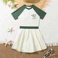 thumbnail image 2 of SGMVNU Girls 1 Piece Swimdress with Shorts Zip up Swimsuits Summer Short Sleeve Bathing Suit Beach Pool Swimwear for Age 7-8 Years Kids, Green, 2 of 7