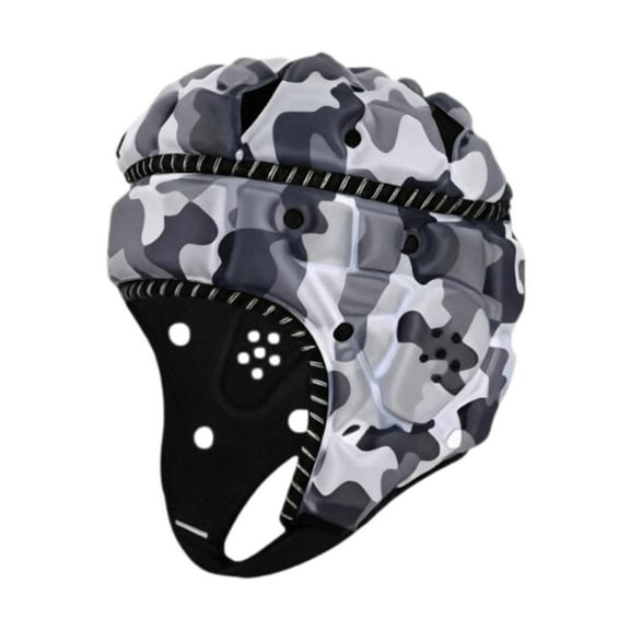 Dualoai Rugby Helmet Football Helmet Adjustable Scrum Cap Sports Cap Rugby Headguard for Match Training Pitcher Soccer Goalkeeper Hat Black White