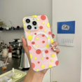 thumbnail image 5 of Compatible with iPhone 15 Pro Max Cute Case Wave Dot Pattern Magnetic Laser Holography Bling Frosting Funny Fashion Protection Shockproof Cover for Women Girls Yellow, 5 of 12