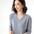 thumbnail image 3 of Maydear Women's V Neck Long Sleeve Sweater Pullover Knit, Stretch Fitted Knitted Bottoming Shirt, 3 of 5