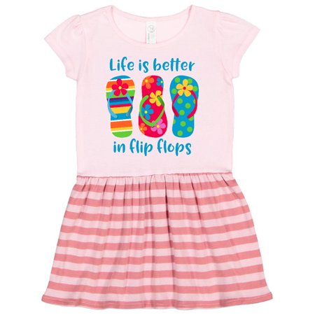 

Inktastic Life Is Better Flip Flops Gift Toddler Girl Dress