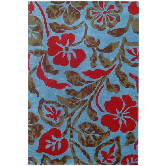 SAFAVIEH Soho Hector Floral Wool Area Rug, Blue/Multi, 3'6" x 5'6"