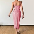 thumbnail image 4 of Sngxgn Women Full Slips Sexy Chemise V Neck Straight Dress(Pink,S), 4 of 4