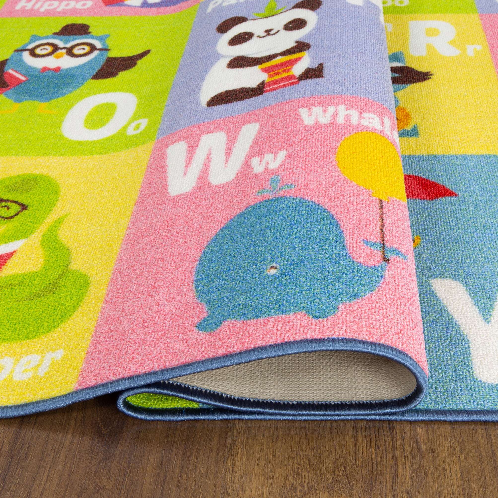 KC Cubs Kids Area Rug, ABC Alphabet Animal, Educational Rug for Classroom, Playroom, Bedroom, Nursery Room, Kindergarten (5x7)
