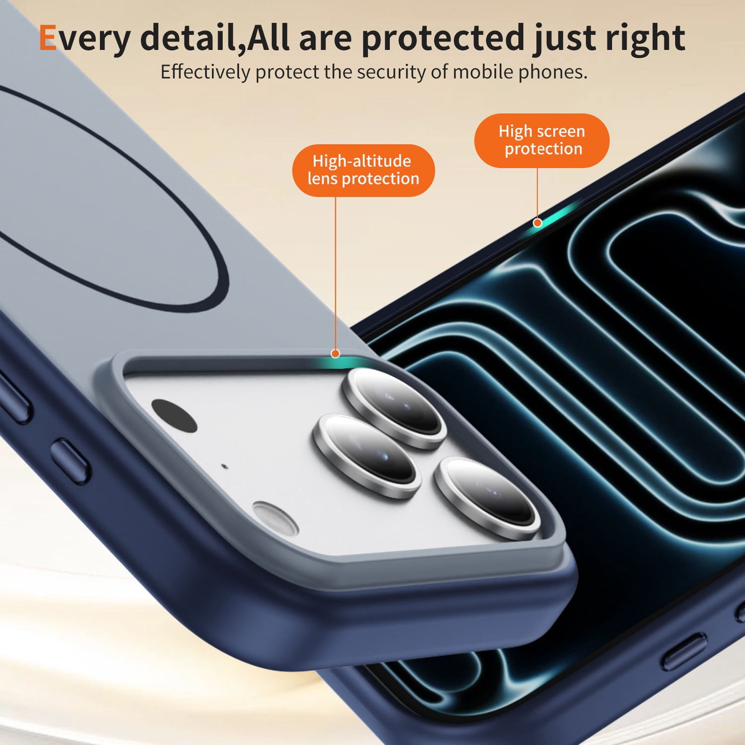 Sleek Silken Guard Case with MagSafe for iPhone 17 Pro Max - Dark Blue
