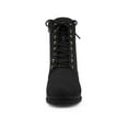thumbnail image 2 of BLISSFUL STEP Women's Ankle Boots Faux Suede Platform Combat Chunky Heel Lace Up Zipper Lug Sole Boots Black 5.5, 2 of 8