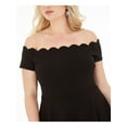 thumbnail image 3 of B. DARLIN Womens Scalloped Off-Shoulder Dress, Black, Plus Size, 20W, 3 of 4