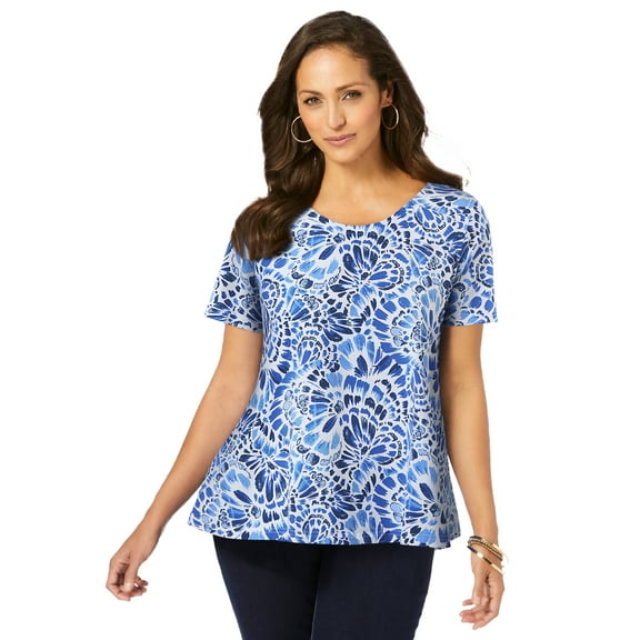 Jessica London Women's Plus Size Stretch Cotton Trapeze Tee