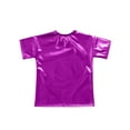 thumbnail image 3 of Hansber Kids Girls Shiny Metallic Crop Tops Dancewear Short Sleeves Dancing Shirts for Hip Hop Modern Jazz Purple 130, 3 of 4