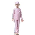 thumbnail image 2 of IBTOM CASTLE Kids Girls Burkini Swimsuits Modest Muslim Islamic Long Sleeve Rash Guard Full Cover Hijab Top Skirted Swim Capris ​Swimwear 5-6 Years Pink, 2 of 8