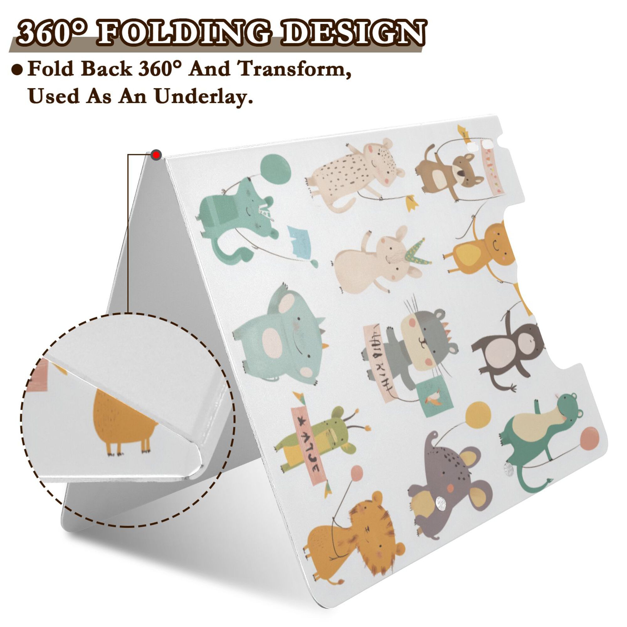 FORMRS A4 Clipboard Folder with Pen Holder Horizontal Foldable School Office Binder, Cute Animal