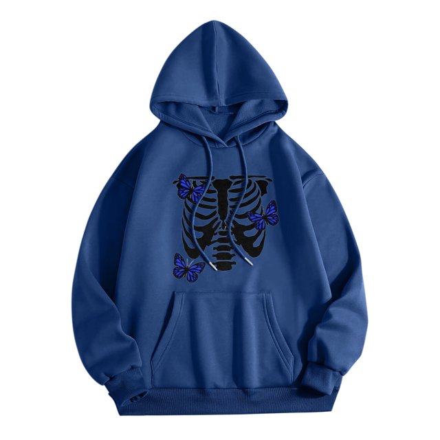 T-Shirt à Capuche à Manches Longues et Col Rond Tendance pour Femmes, Imprimé Mode, Chandail Ample