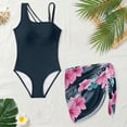 thumbnail image 4 of SEANATIVE Girls One-Piece Bathing Suit with Mesh Wrap Skirt Swimsuit Back Cutout Design Swimwear Trendy Swimsuits for Teen Kid Young Girls, Size 13-14, Pink Hibiscus Flower Dark Teal, 4 of 7