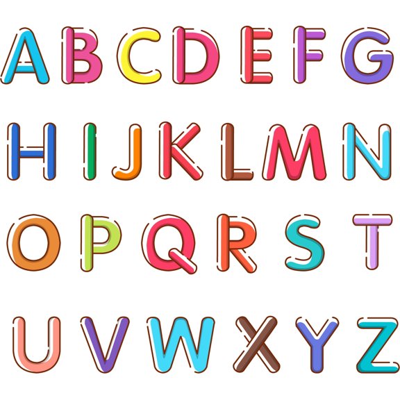 Picniva Alphabet ABC Nursery Sty1, Multicolor, 3", Peel-and-Stick Wall Decals, Self-Adhesive, Nursery Kids Bedroom Playroom Decor
