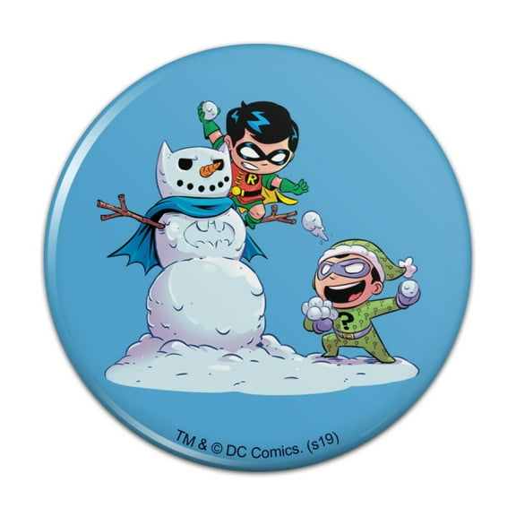 Robin and Riddler Snowball Fight Kitchen Refrigerator Locker Button Magnet