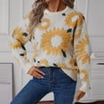 thumbnail image 2 of Wiyuqeen Wonens Oversized Sweaters Loose Fit Drop Shoulder Sweater Pullovers Classic Sunflower Print Sweater Tops Winter Fall Long Sleeve Crew Neck Clothes, 2 of 8