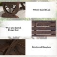 thumbnail image 3 of Rustic Wood Wheel Outdoor Garden Bench for 2-Person with a Unique Wheel Design on the Legs & Strong Build, Brown, 3 of 7
