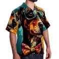 thumbnail image 2 of Retro Dog Men's Short Sleeve Poplin Shirt, Casual Printed Button Down Summer Beach Shirt - Unisex, 2 of 6
