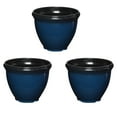 thumbnail image 1 of Southern Patio Jardinière Ronde en Résine Brillante pour Extérieur, Bleu (Lot de 3), 1 of 9